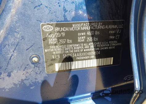 2019 Hyundai Sonata Limited 2.0T из США, поврежденный, VIN 5NPE34ABXKH819804